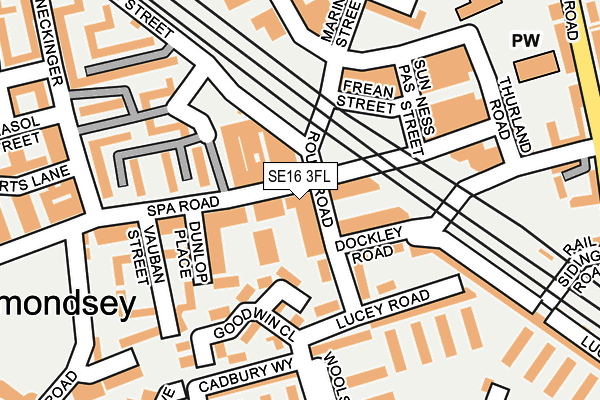 SE16 3FL map - OS OpenMap – Local (Ordnance Survey)