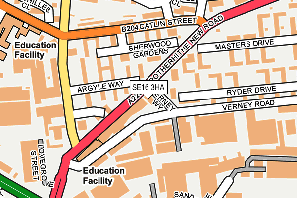 SE16 3HA map - OS OpenMap – Local (Ordnance Survey)