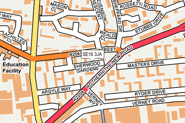 SE16 3JA map - OS OpenMap – Local (Ordnance Survey)