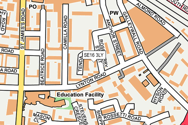 SE16 3LY map - OS OpenMap – Local (Ordnance Survey)
