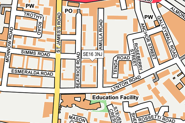 SE16 3NJ map - OS OpenMap – Local (Ordnance Survey)