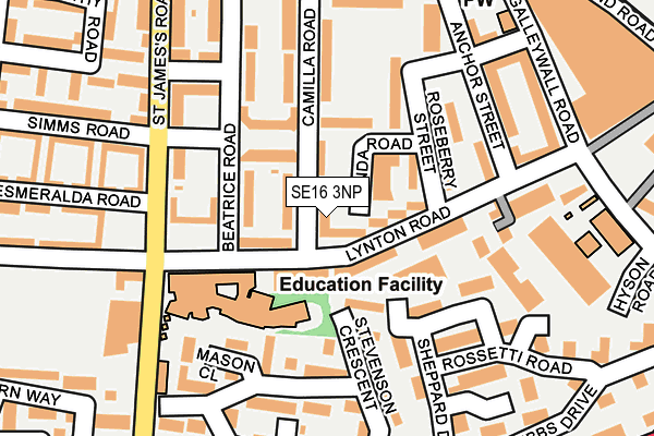 SE16 3NP map - OS OpenMap – Local (Ordnance Survey)