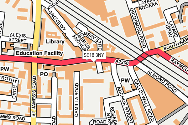 SE16 3NY map - OS OpenMap – Local (Ordnance Survey)