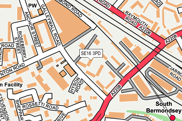 SE16 3PD map - OS OpenMap – Local (Ordnance Survey)