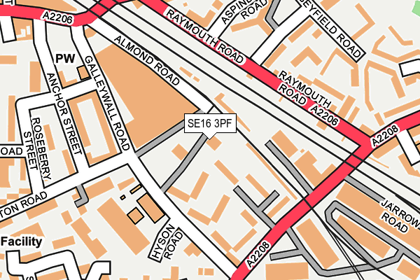 SE16 3PF map - OS OpenMap – Local (Ordnance Survey)