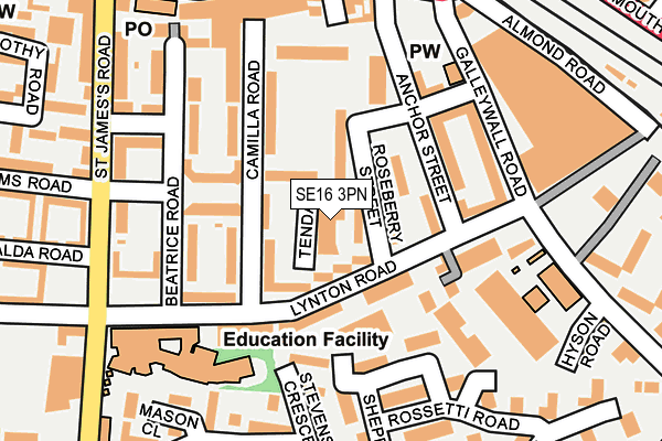 SE16 3PN map - OS OpenMap – Local (Ordnance Survey)