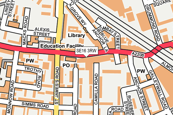 SE16 3RW map - OS OpenMap – Local (Ordnance Survey)