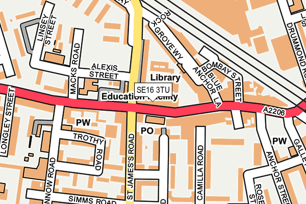 SE16 3TU map - OS OpenMap – Local (Ordnance Survey)