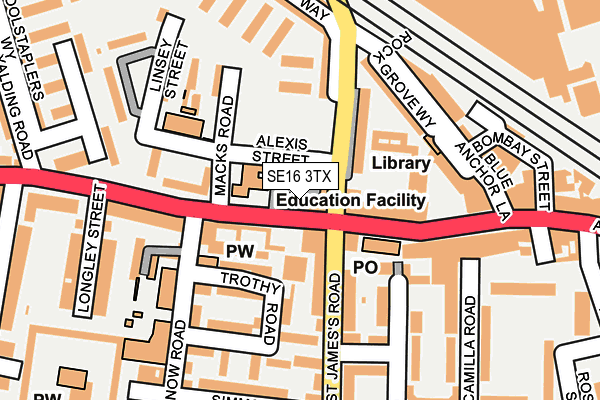SE16 3TX map - OS OpenMap – Local (Ordnance Survey)
