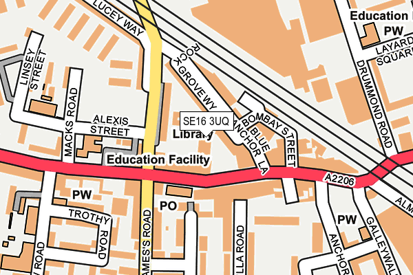 SE16 3UQ map - OS OpenMap – Local (Ordnance Survey)