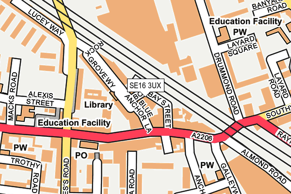 SE16 3UX map - OS OpenMap – Local (Ordnance Survey)