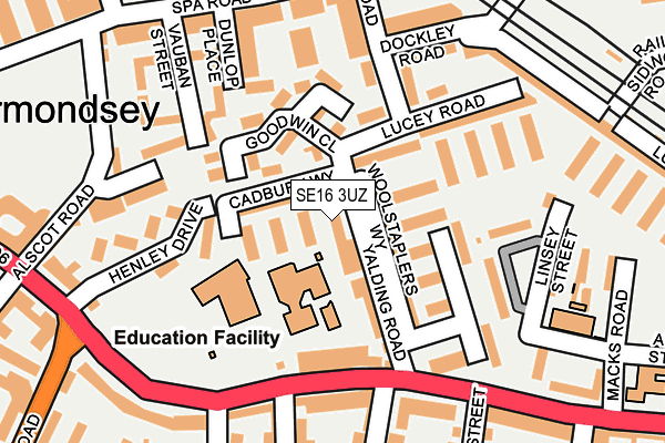 SE16 3UZ map - OS OpenMap – Local (Ordnance Survey)