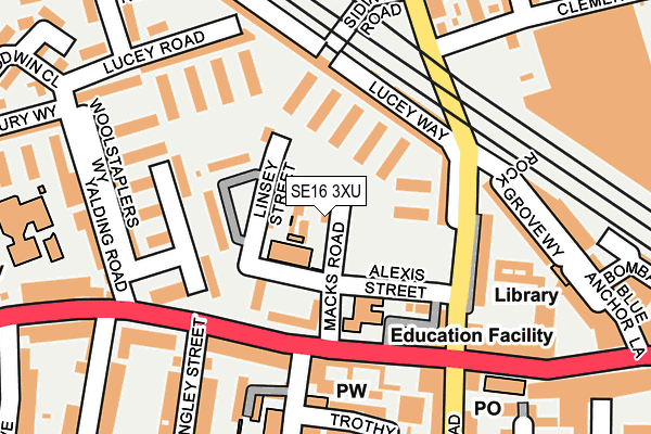 SE16 3XU map - OS OpenMap – Local (Ordnance Survey)