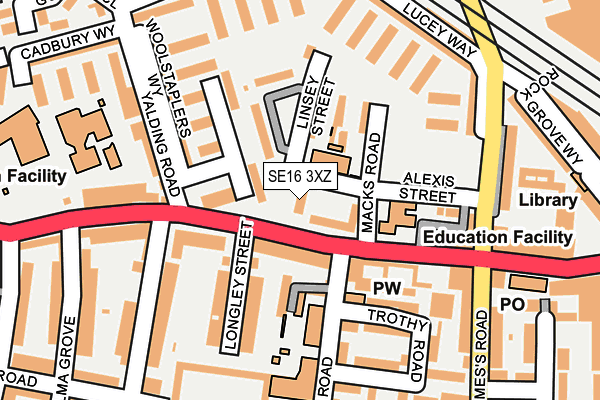 SE16 3XZ map - OS OpenMap – Local (Ordnance Survey)