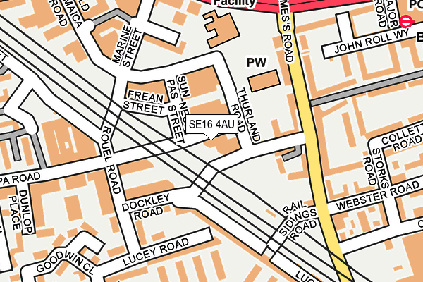 SE16 4AU map - OS OpenMap – Local (Ordnance Survey)