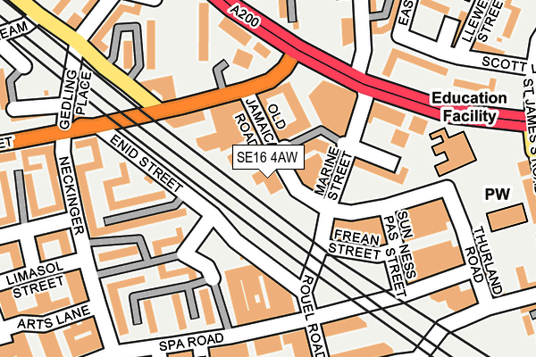 SE16 4AW map - OS OpenMap – Local (Ordnance Survey)