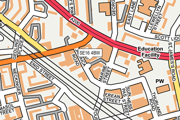 SE16 4BW map - OS OpenMap – Local (Ordnance Survey)