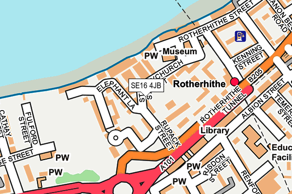 SE16 4JB map - OS OpenMap – Local (Ordnance Survey)