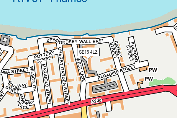 SE16 4LZ map - OS OpenMap – Local (Ordnance Survey)