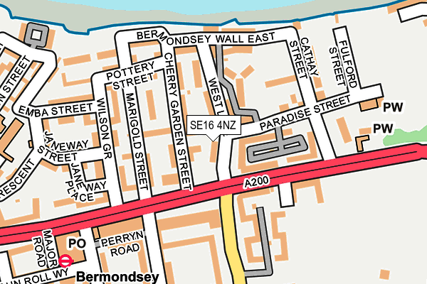 SE16 4NZ map - OS OpenMap – Local (Ordnance Survey)