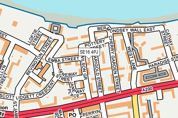 SE16 4PJ map - OS OpenMap – Local (Ordnance Survey)