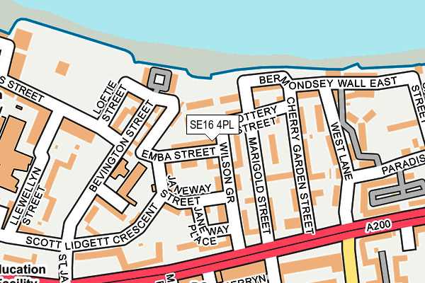 SE16 4PL map - OS OpenMap – Local (Ordnance Survey)