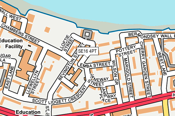 SE16 4PT map - OS OpenMap – Local (Ordnance Survey)