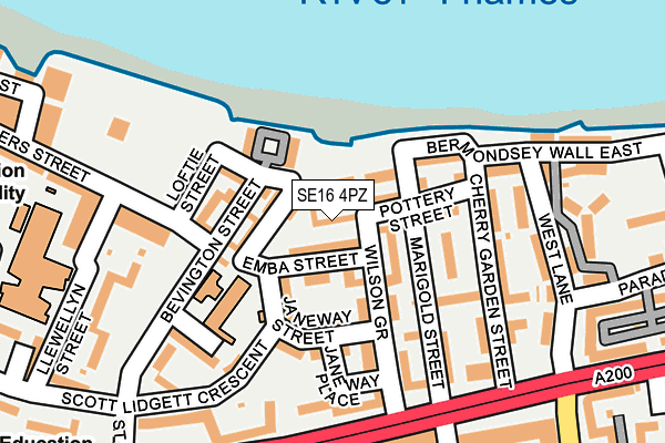SE16 4PZ map - OS OpenMap – Local (Ordnance Survey)