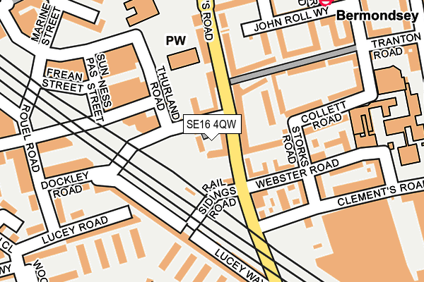 SE16 4QW map - OS OpenMap – Local (Ordnance Survey)