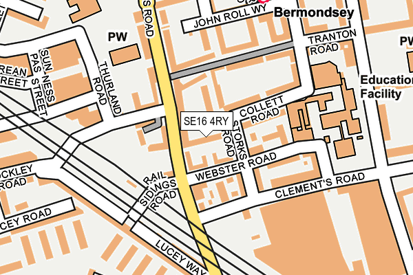 SE16 4RY map - OS OpenMap – Local (Ordnance Survey)