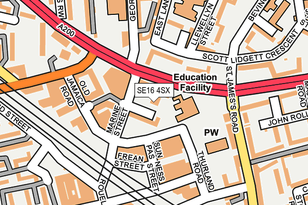 SE16 4SX map - OS OpenMap – Local (Ordnance Survey)