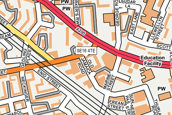 SE16 4TE map - OS OpenMap – Local (Ordnance Survey)