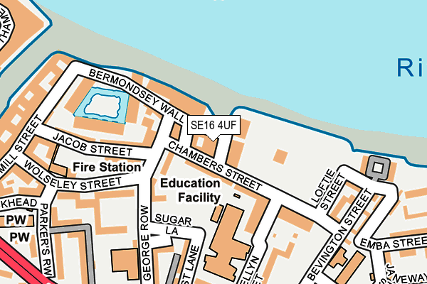 SE16 4UF map - OS OpenMap – Local (Ordnance Survey)