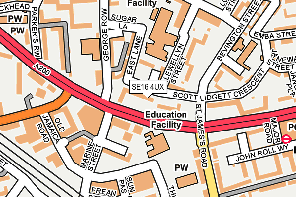 SE16 4UX map - OS OpenMap – Local (Ordnance Survey)