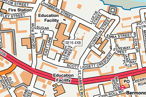 SE16 4XB map - OS OpenMap – Local (Ordnance Survey)