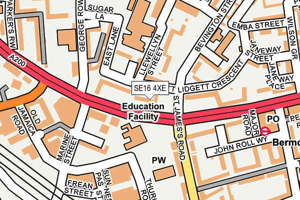 SE16 4XE map - OS OpenMap – Local (Ordnance Survey)