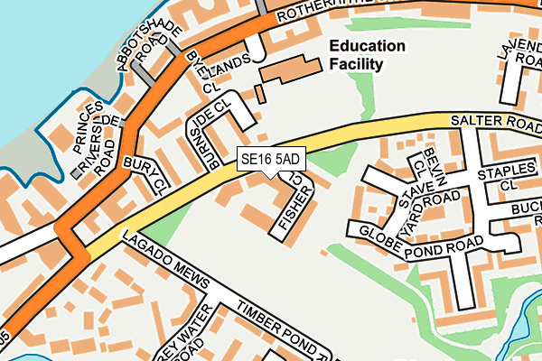 SE16 5AD map - OS OpenMap – Local (Ordnance Survey)