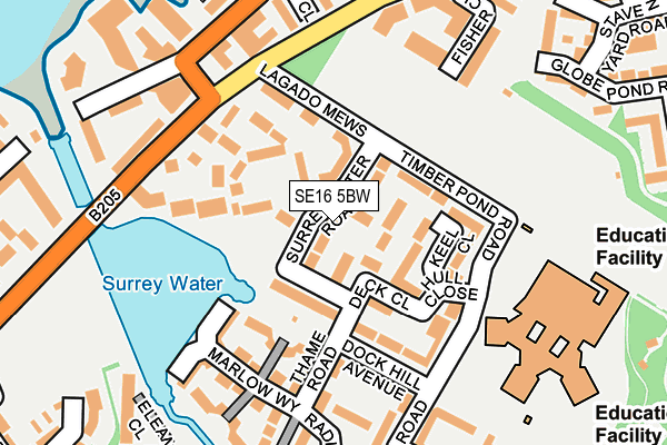 SE16 5BW map - OS OpenMap – Local (Ordnance Survey)
