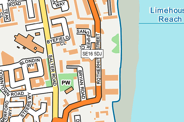 SE16 5DJ map - OS OpenMap – Local (Ordnance Survey)