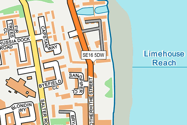 SE16 5DW map - OS OpenMap – Local (Ordnance Survey)