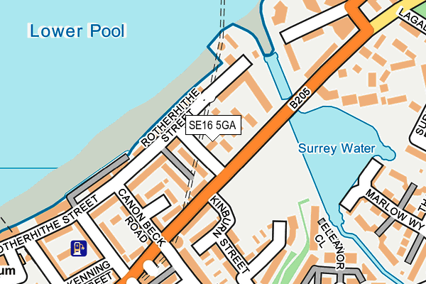 SE16 5GA map - OS OpenMap – Local (Ordnance Survey)