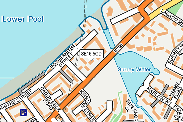 SE16 5GD map - OS OpenMap – Local (Ordnance Survey)