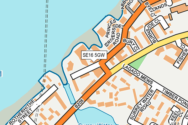 SE16 5GW map - OS OpenMap – Local (Ordnance Survey)