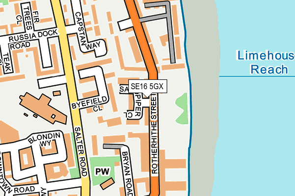 SE16 5GX map - OS OpenMap – Local (Ordnance Survey)