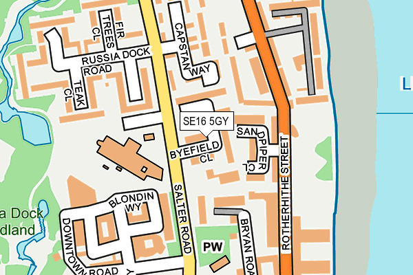 SE16 5GY map - OS OpenMap – Local (Ordnance Survey)