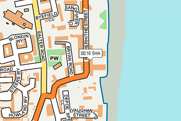 SE16 5HA map - OS OpenMap – Local (Ordnance Survey)