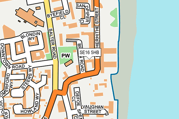 SE16 5HB map - OS OpenMap – Local (Ordnance Survey)