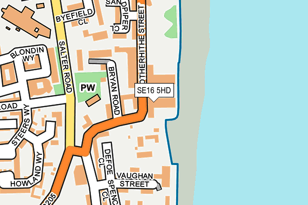 SE16 5HD map - OS OpenMap – Local (Ordnance Survey)