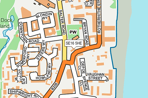 SE16 5HE map - OS OpenMap – Local (Ordnance Survey)
