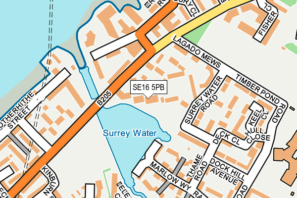 SE16 5PB map - OS OpenMap – Local (Ordnance Survey)